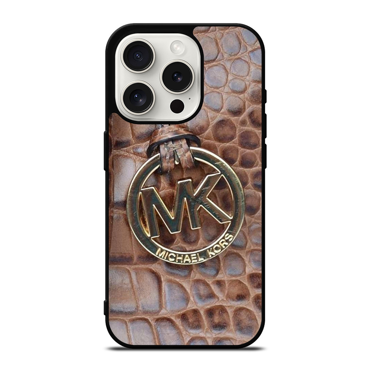 MICHAEL KORS BROWN LEATHER iPhone 15 Pro Case Cover